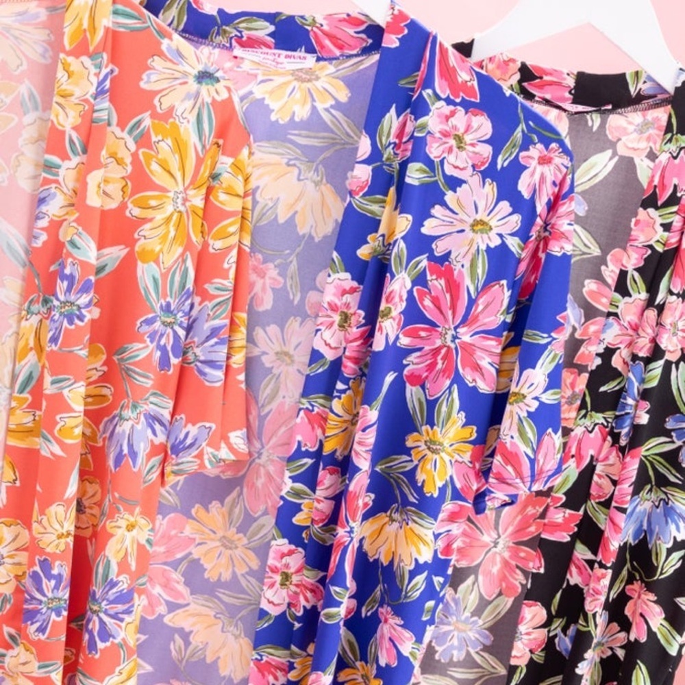 Floral Blue Kimono Cardigan - Picture 5 of 5